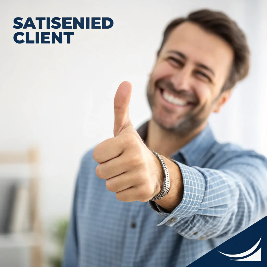 Satisfied client giving thumbs up